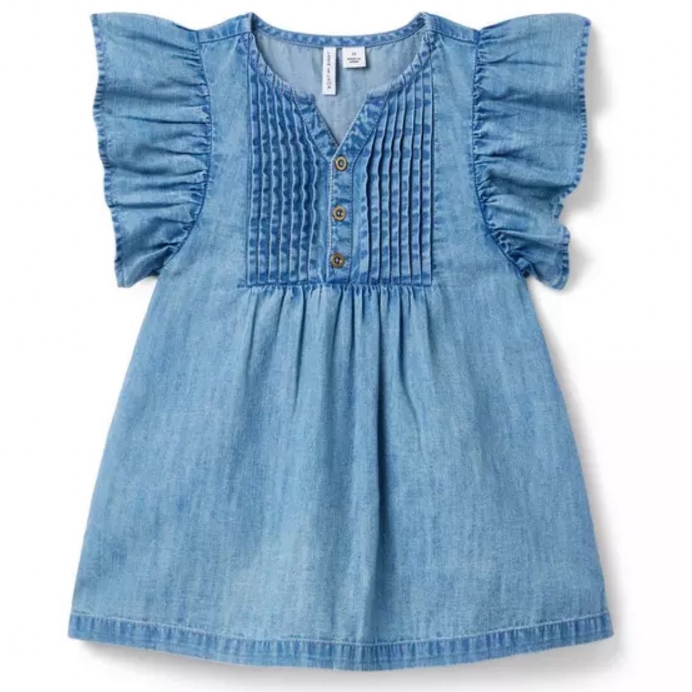 NWT Janie & Jack Chambray Ruffle Sleeve Dress